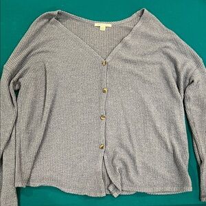 American Eagle Outfitters Gray Cardigan with Gold Buttons